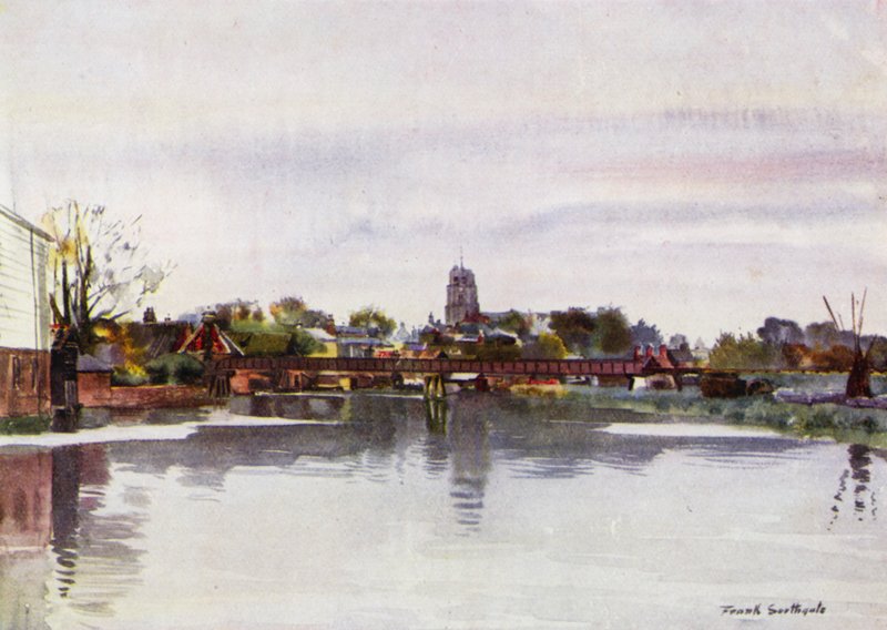 Norfolk Broads: Beccles (färg litho) av Frank Southgate