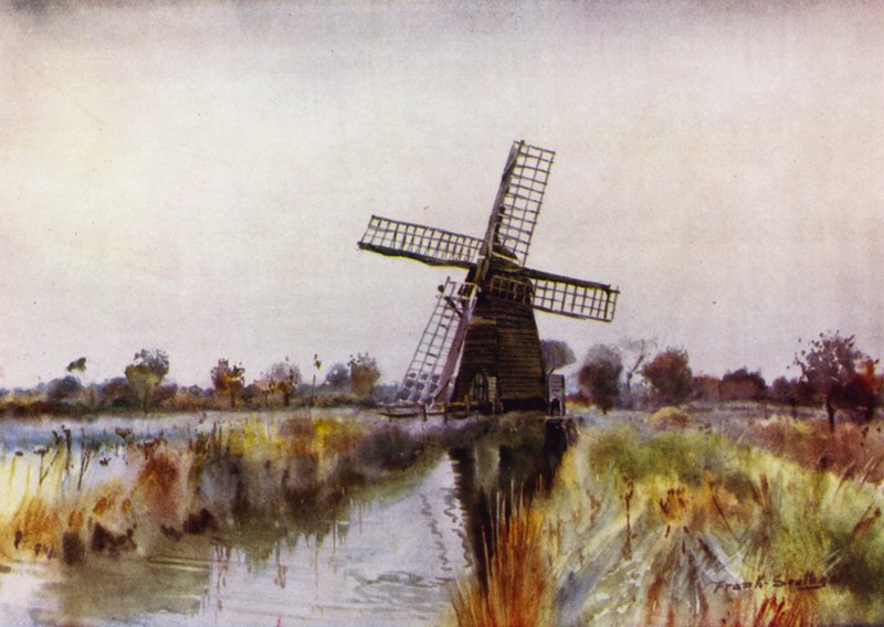 Norfolk Broads: Drainage Mill nära Barton, höst av Frank Southgate