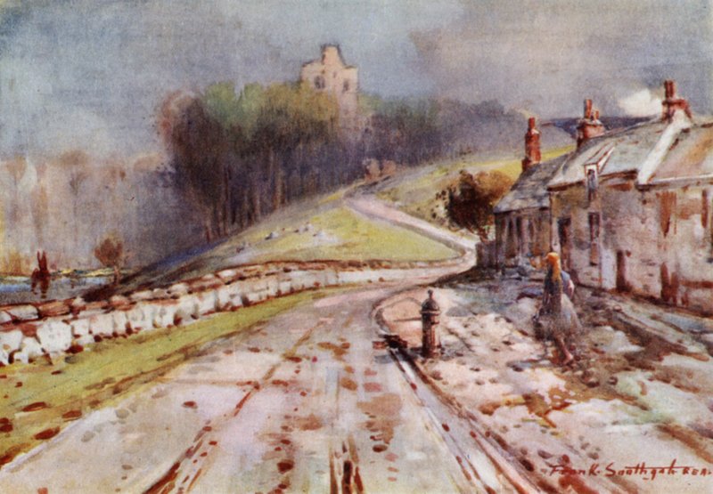 Norham Castle (färg litho) av Frank Southgate