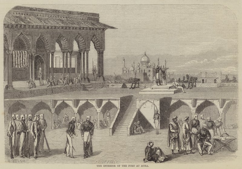 The Interior of the Fort at Agra  av Frank Vizetelly