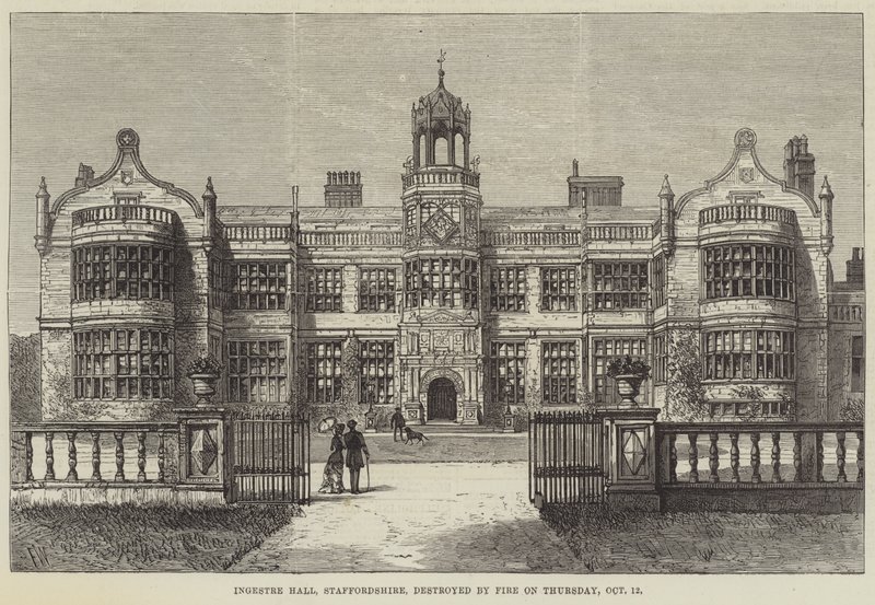 Ingestre Hall, Staffordshire, förstördes av brand torsdagen den 12 oktober av Frank Watkins