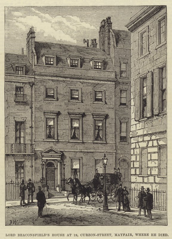 Lord Beaconsfield House vid 19, Curzon-Street, Mayfair, där han dog av Frank Watkins