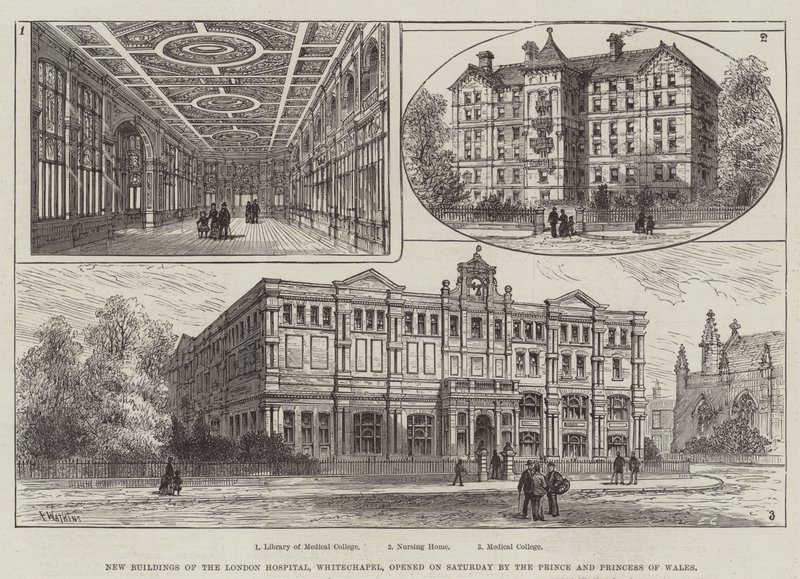 New Buildings of the London Hospital, Whitechapel, invigdes på lördagen av prinsen och prinsessan av Wales av Frank Watkins