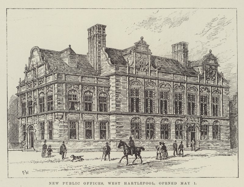 New Public Offices, West Hartlepool, öppnade 1 maj av Frank Watkins