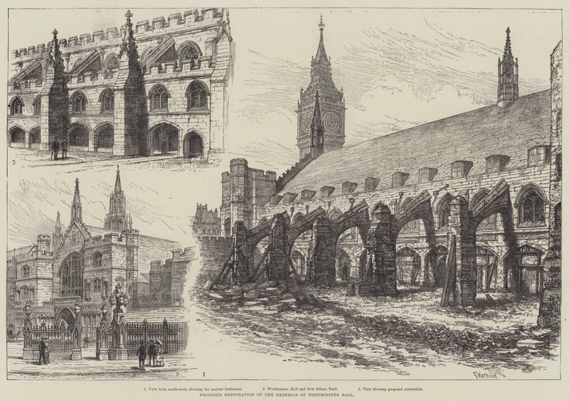 Föreslagen restaurering av utsidan av Westminster Hall av Frank Watkins