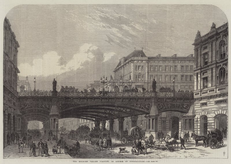 Holborn Valley Viaduct, under konstruktion av Frank Watkins