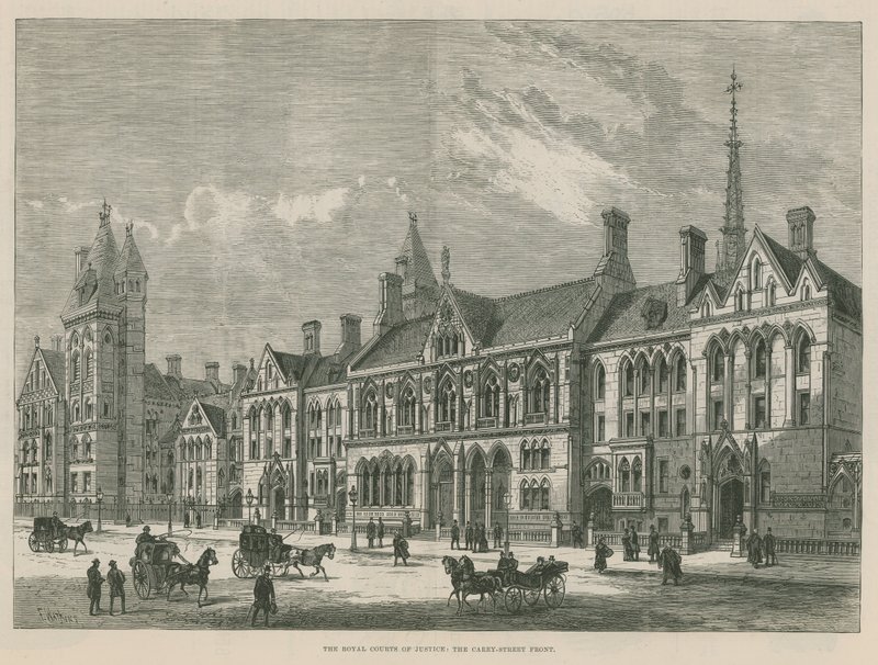 The Royal Courts of Justice: The Carey Street front (gravyr) av Frank Watkins