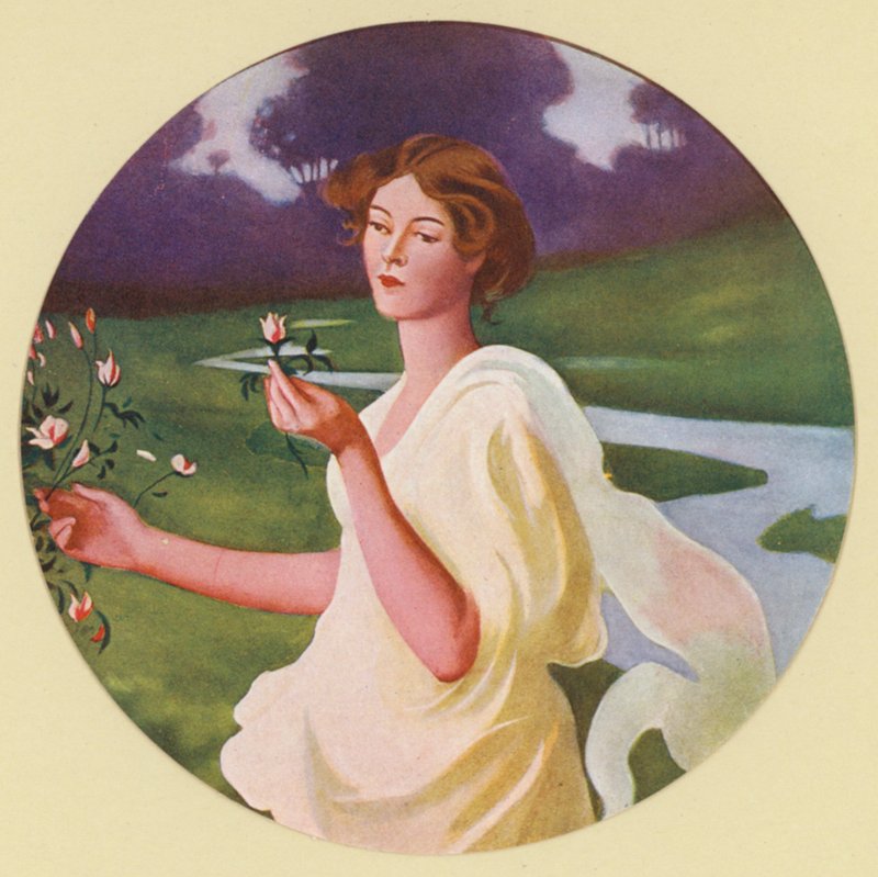 De fyra årstiderna: Våren (färglitografi) av Frank Weston Benson