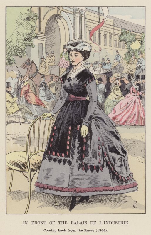 Framför Palais de lIndustrie, på väg tillbaka från Races, 1866 av François Courboin