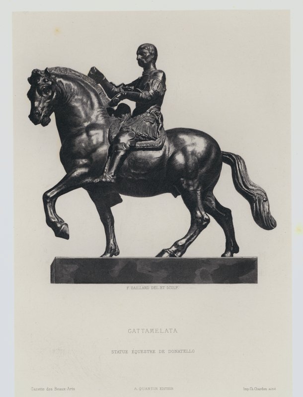 Ryttarfigur i brons av den italienska renässansen condottiero Gattamelata, av Donatello av Frans Gaillard