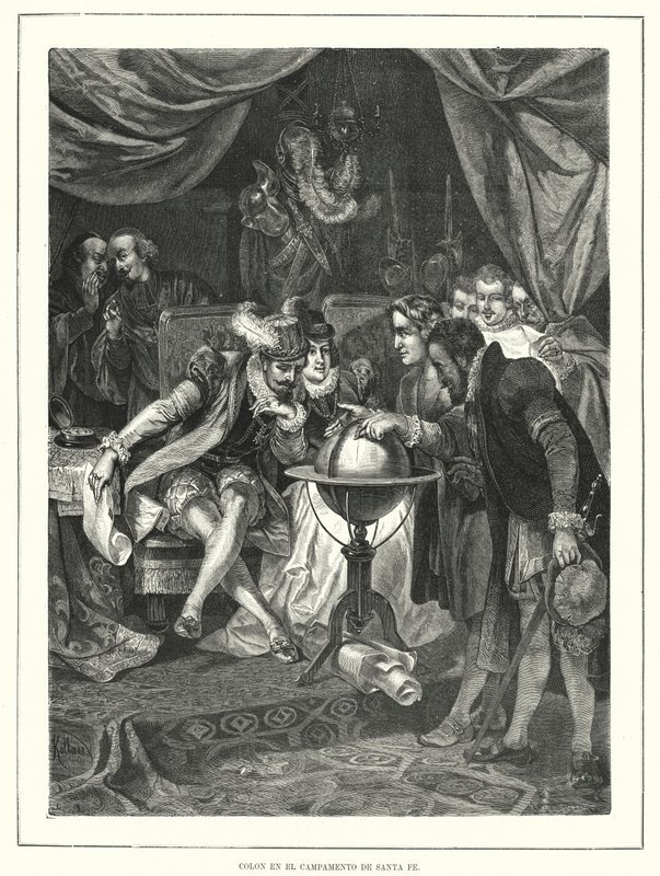 Christopher Columbus i lägret Santa Fe, Spanien av Franz (after) Kollarz