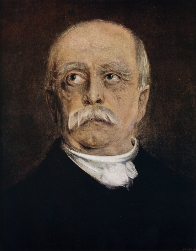 Otto von Bismarck, preussisk statsman och förbundskansler i Tyskland (färg litho) av Franz Seraph von (after) Lenbach