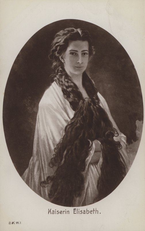 Elisabeth av Bayern, gemål till kejsar Franz Josef I av Österrike (litho) av Franz Xaver  Winterhalter (after)