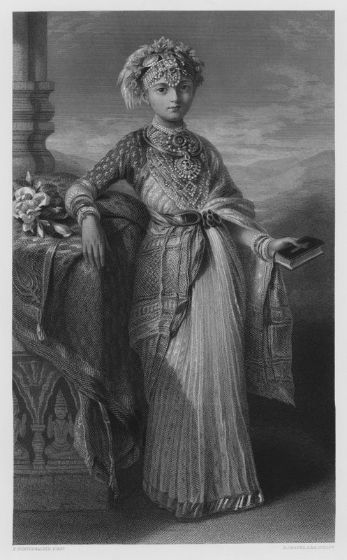 Prinsessan Victoria Gouramma av Coorg, från bilden i Kungliga Samlingen av Franz Xaver after Winterhalter