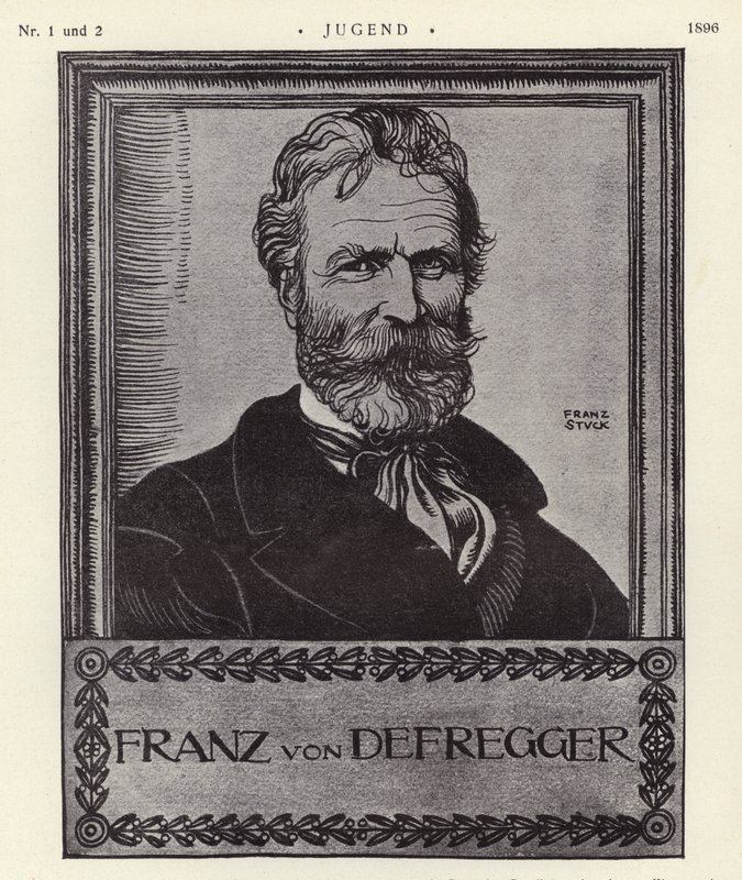 Franz von Defregger, österrikisk konstnär (litho) av Franz von Stuck