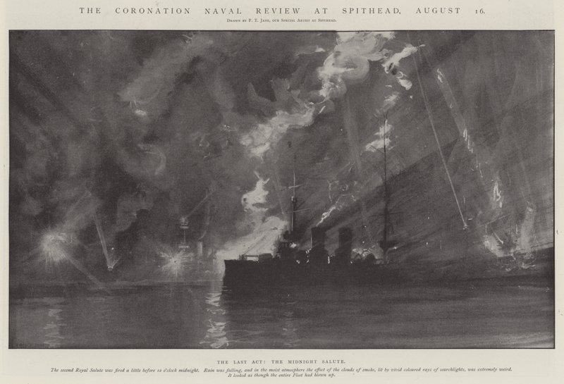 The Coronation Naval Review på Spithead, 16 augusti av Fred T. Jane