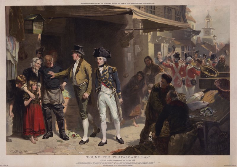 På väg till Trafalgars Bay, Nelson lämnar Portsmouth för segern av Fred Roe