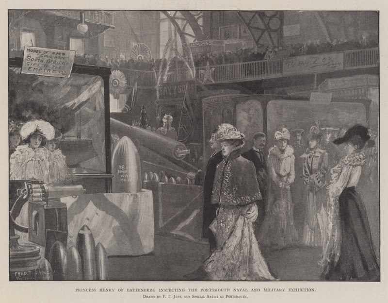 Prinsessan Henry av Battenberg inspekterar Portsmouth Naval and Military Exhibition av Fred T. Jane