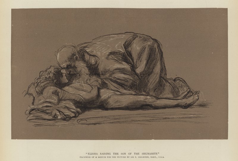 Elisa uppfostrar sonen till shunamiten av Frederic Leighton