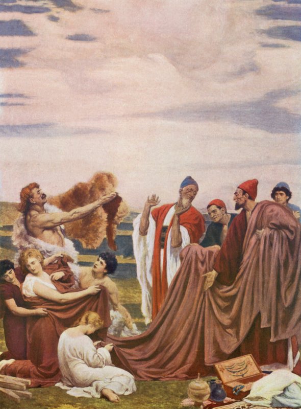 Feniciska handelsmän på Storbritanniens kust (färglitografi) av Frederic (after) Leighton