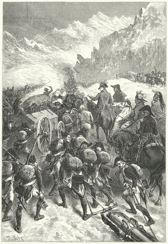 Napoleon leder sin armé över Alperna av Frederic Theodore (after) Lix