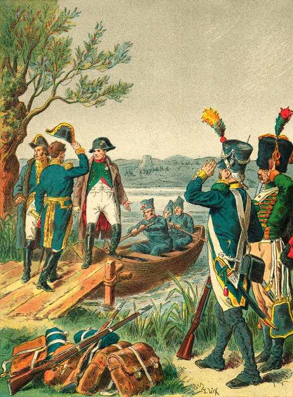 Napoleon och Massena på ön Lobau av Frederic Theodore Lix