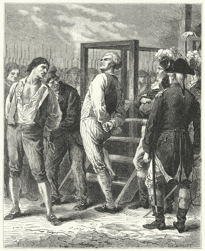 Georges Dantons avrättning, 1794 av Frederic Theodore Lix