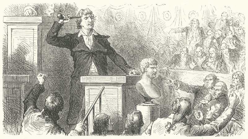 Jean-Paul Marat vid Nationalkonventets tribun, 1792 av Frederic Theodore after Lix