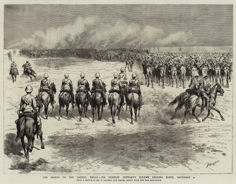 Marschen till Gakdul-brunnarna, Sir Herbert Stewarts kolumn lämnar Korti, 30 december av Frederic Villiers