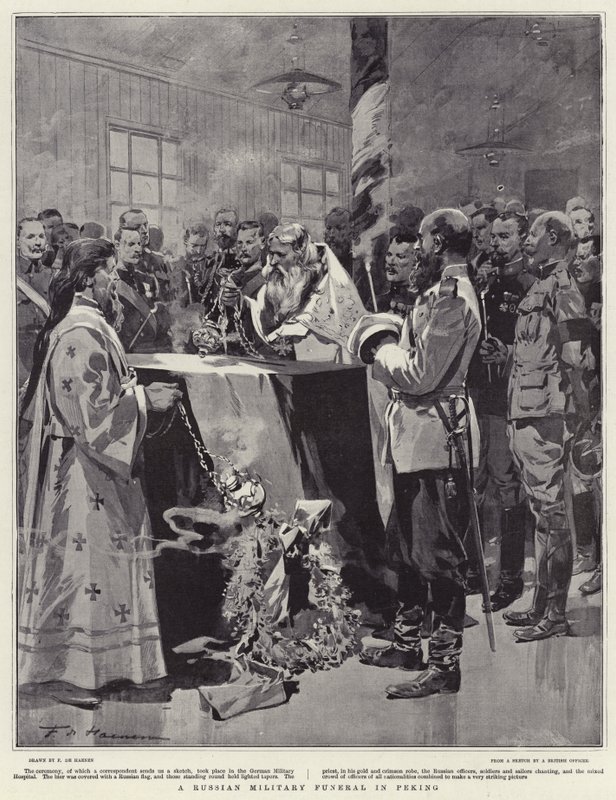 En rysk militär begravning i Peking av Frederic de Haenen