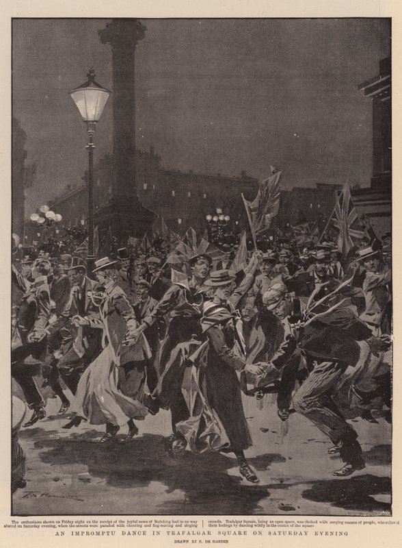 En improviserad dans på Trafalgar Square på lördagskvällen av Frederic de Haenen