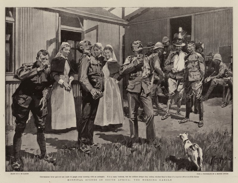 Sjukhusscener i Sydafrika, morgonens gurgling av Frederic de Haenen