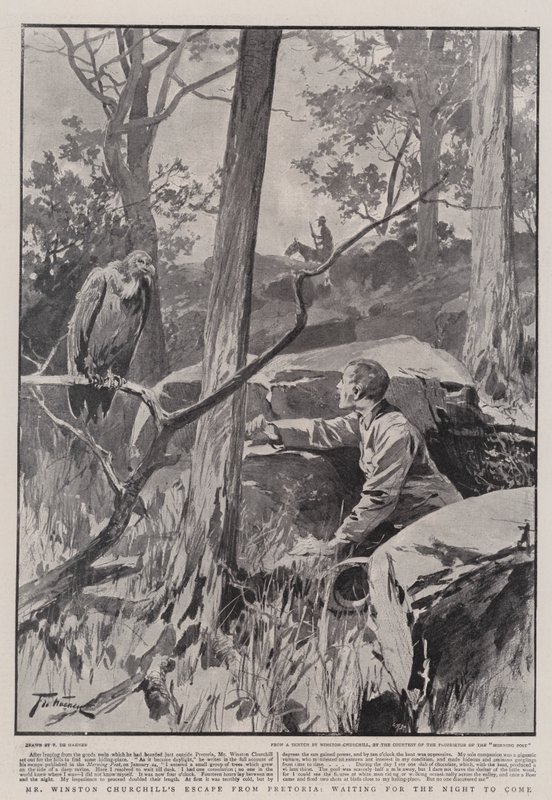 Mr Winston Churchills flykt från Pretoria i väntan på att natten ska komma av Frederic de Haenen