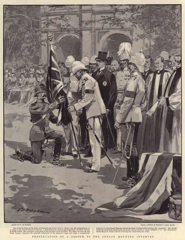 Presentation av en färg för Ceylon Mounted Infantry av Frederic de Haenen