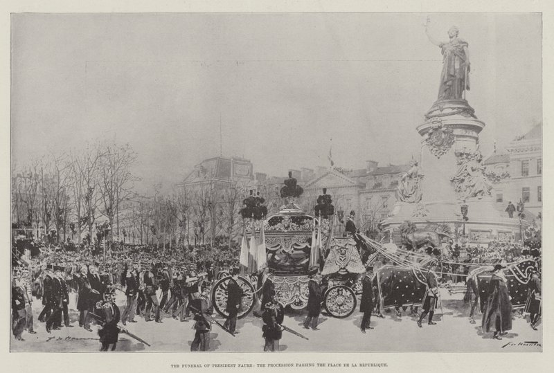 President Faures begravning, processionen som passerar Place de la Republique av Frederic de Haenen