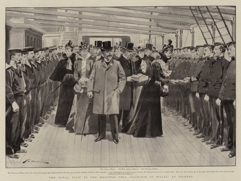 Det kungliga besöket på sjukhusskeppet Princess of Wales i Tilbury av Frederic de Haenen