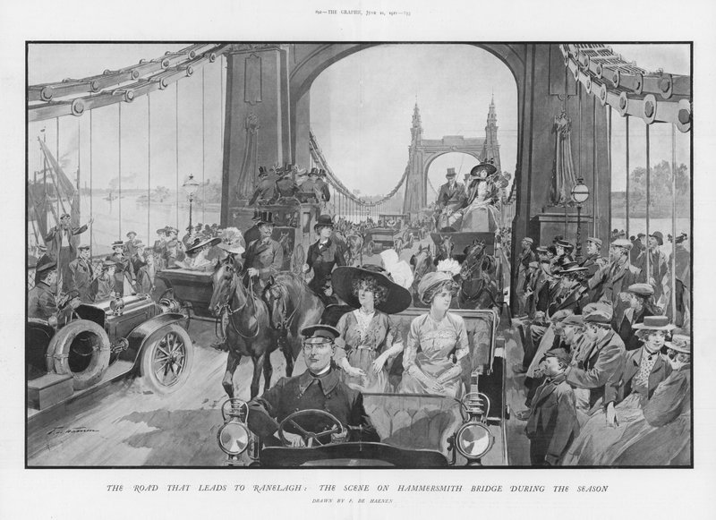 Scenen på Hammersmith Bridge under säsongen av Frederic de Haenen