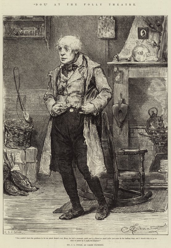 Dot, på Folly Theatre, Mr J L Toole, som Caleb Plummer. av Frederick Barnard
