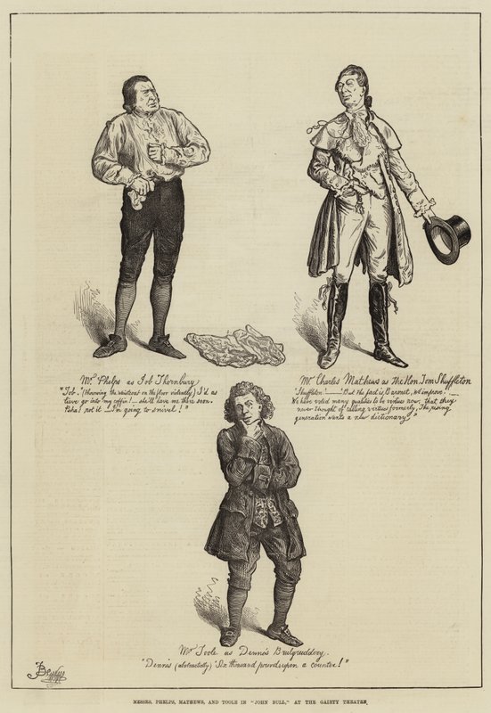 Herrarna Phelps, Mathews och Toole i John Bull på Gaiety Theatre. av Frederick Barnard