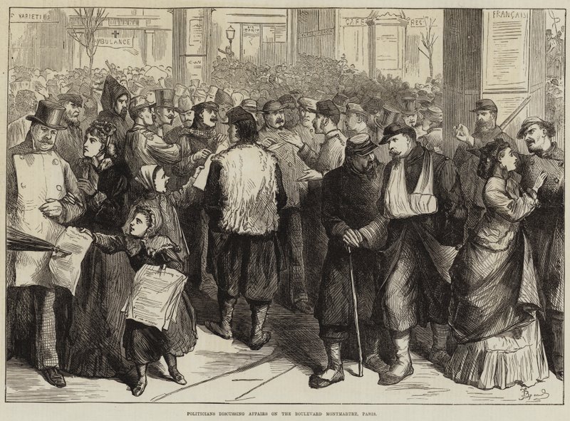Politiker diskuterar frågor på Boulevard Montmartre, Paris av Frederick Barnard