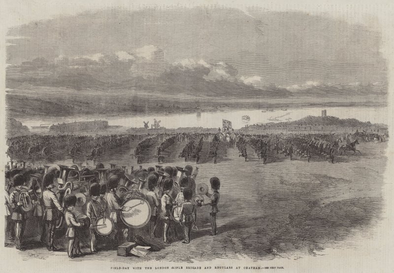 Field-Day med London Rifle Brigade och stamgäster i Chatham av Frederick John Skill