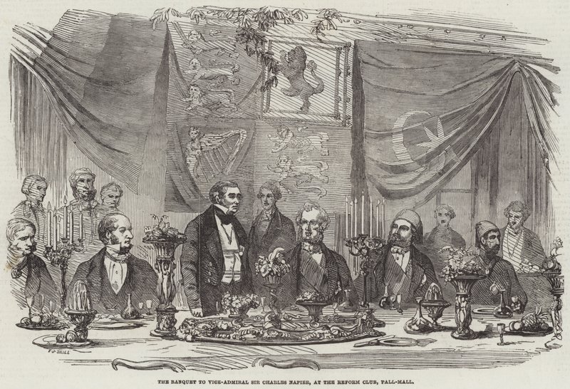 Banketten till viceamiral Sir Charles Napier, på Reform Club, Pall-Mall av Frederick John Skill