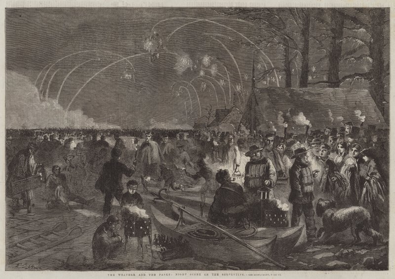 Vädret och parkerna, Nattscen på Serpentine av Frederick John Skill