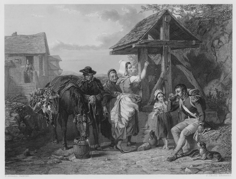 The Tired Soldier, från bilden i Vernon Gallery (gravyr) av Frederick (after) Goodall