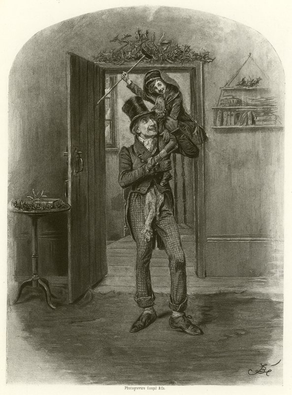 Bob Cratchit och Tiny Tim (gravyr) av Frederick Barnard