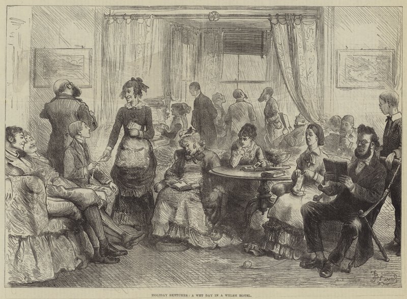 Holiday Sketches, en blöt dag på ett walesiskt hotell av Frederick Barnard