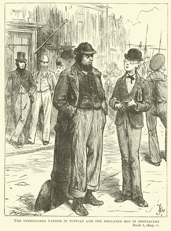 Den obildade fadern i fustian och den bildade pojken i glasögon av Frederick Barnard
