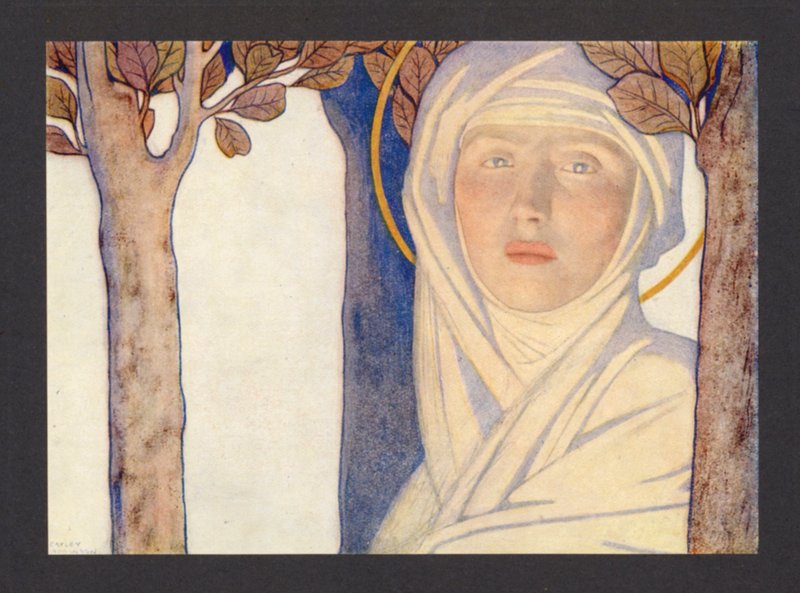 St Bride, 600-talet, Festival 1 februari (färglitografi) av Frederick Cayley Robinson