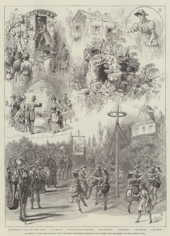 Al Fresco Fayre och Floral Fete, för Grosvenor Hospital for Women and Children, i Albert Hall av Frederick George Kitton