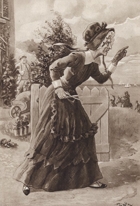 Betsey Trotwood från David Copperfield, av Charles Dickens (gravyr) av Frederick George Lewin